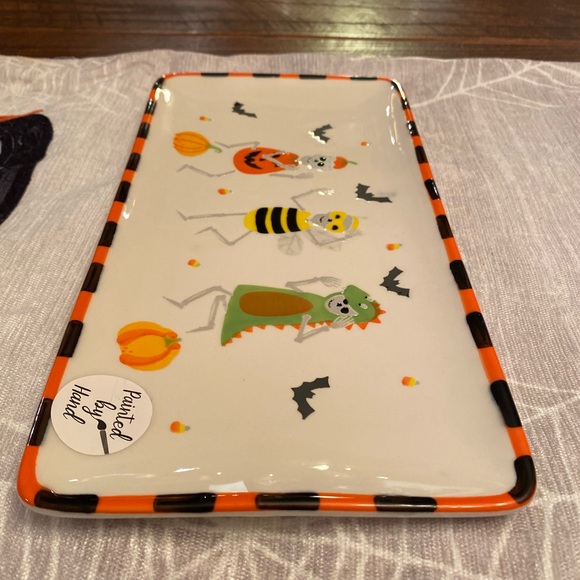 Dancing Skeletons In Halloween Costumes Rectangular Ceramic Platter - Picture 5 of 16